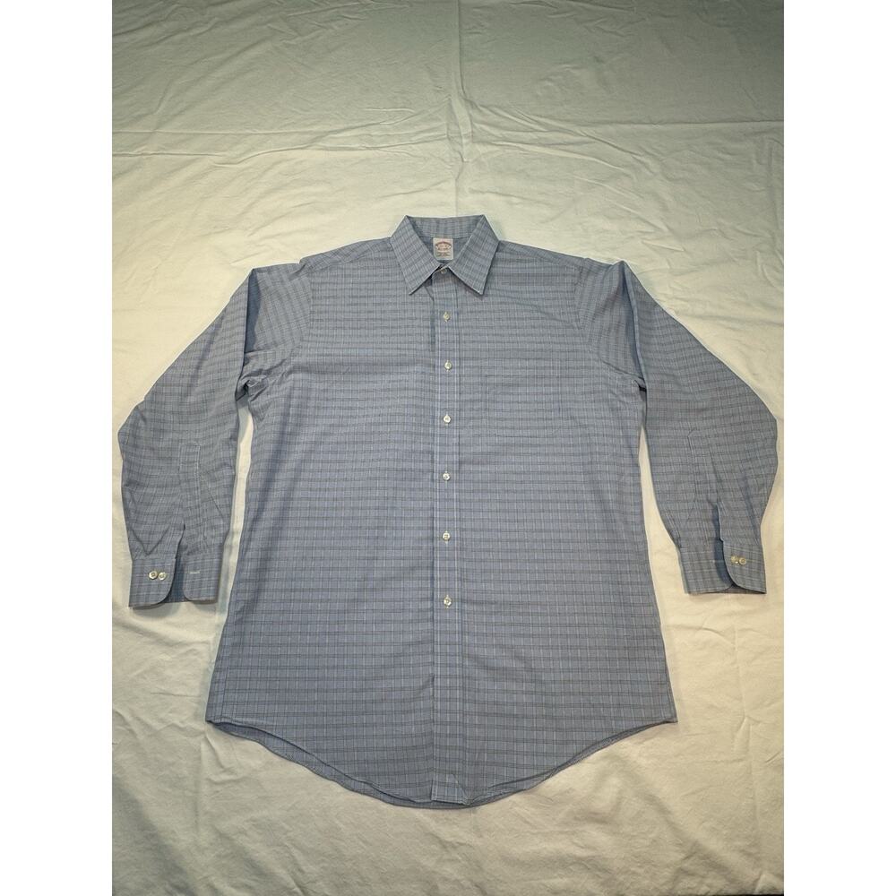 Brooks Brothers Shirt 15.5-32 mens blue plaid‎ button up business casual